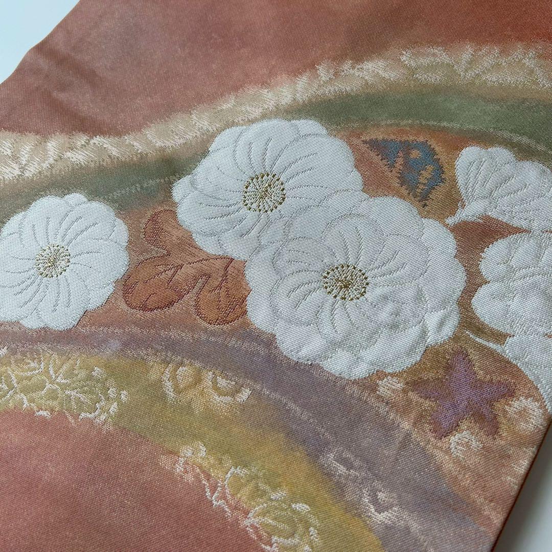 名古屋帯 上品な花柄 織柄 素敵なデザイン 九寸 正絹 T-6727 8623_thumbnail.jpg