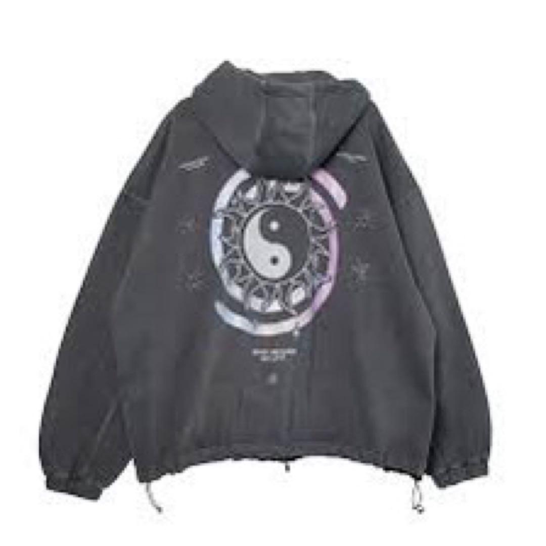 ずとまよ 陰陽 Vintage Zipper Hoodie (Grey)Mサイズ トップス