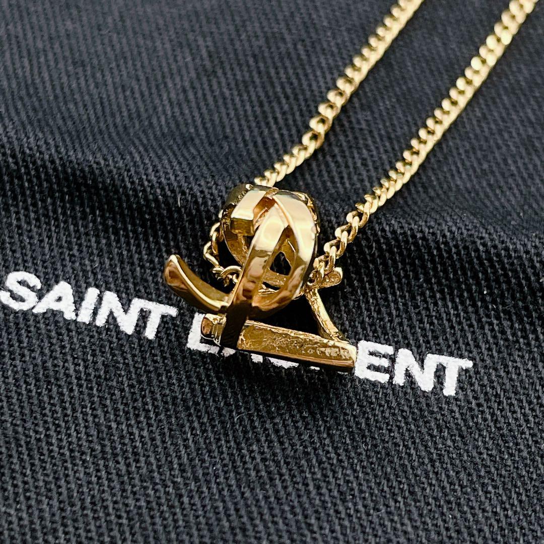 YSL サンローランネックレスツイストモノグラムリングシルバー