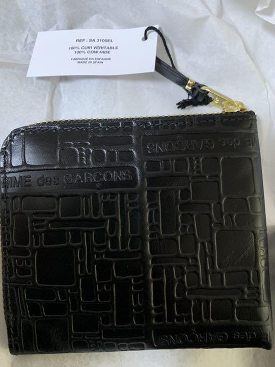 正規品低価 新品 コムデギャルソン 黒 ロゴ エンボス 財布 レザーコインケース tYsZF-m23528502193 セール定番