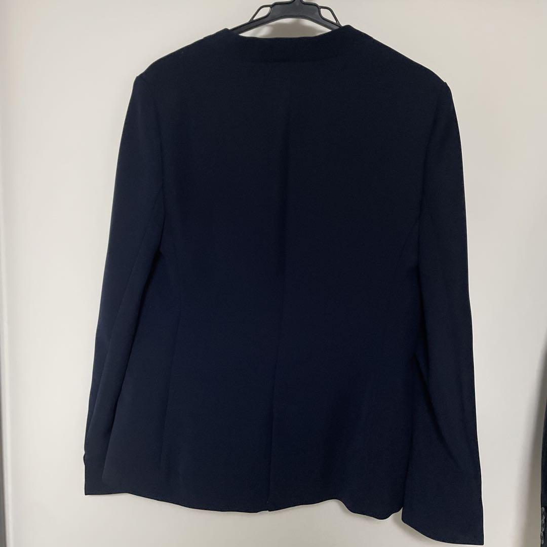 TONAL ノーカラージャケット　ネイビー　38 ポリエステル　無地　新品