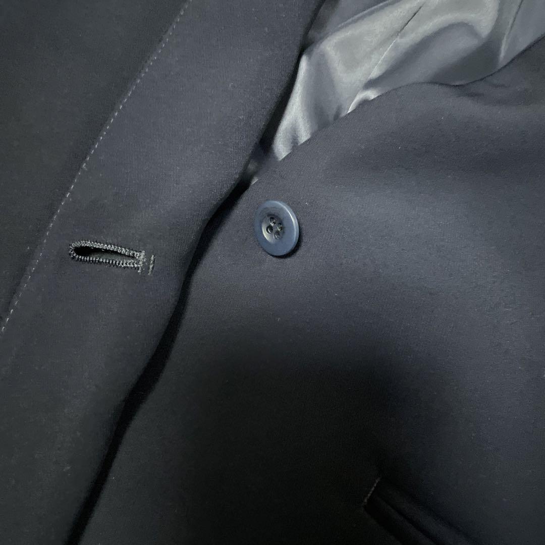TONAL ノーカラージャケット　ネイビー　38 ポリエステル　無地　新品