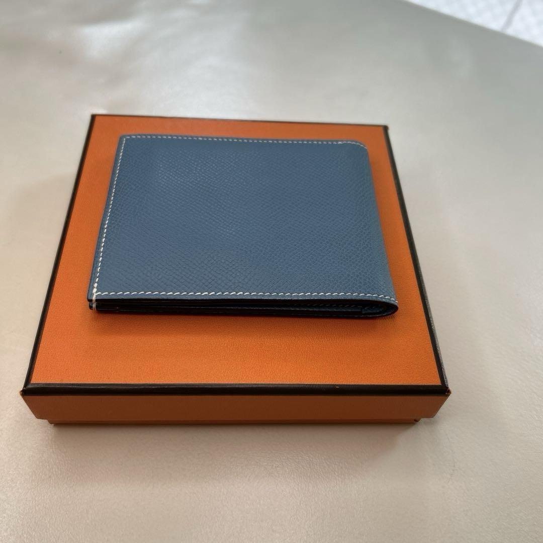 HERMES 二つ折り財布 ブルージーン　エルメス
