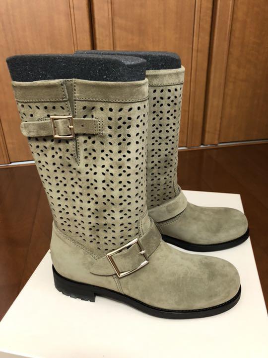 HOT送料無料 新品未使用 ブーツ ベージュ スエード AQFcn-m23537548314 ジミーチュウ JIMMY CHOO 定番得価