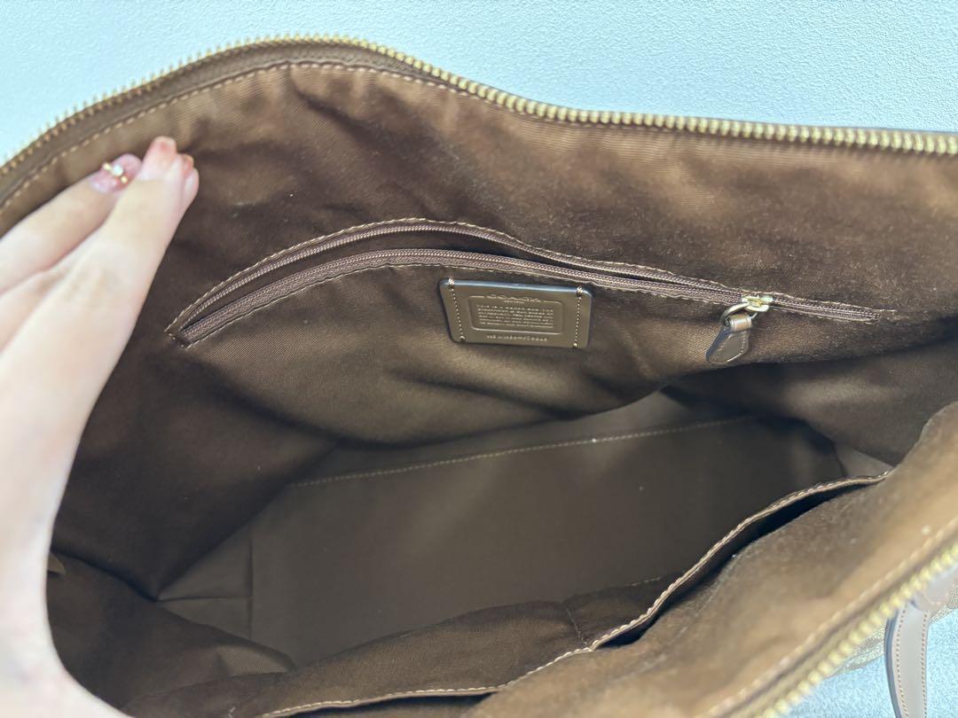 COACHトートバッグ pvc シグネチャー レザー ブラウン