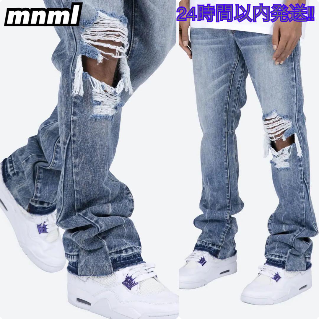 mnml クラッシュフレアデニムパンツ ブーツカット 新品 28