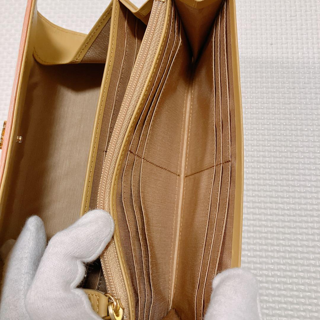 パテントレザー長財布 クロコ型押し