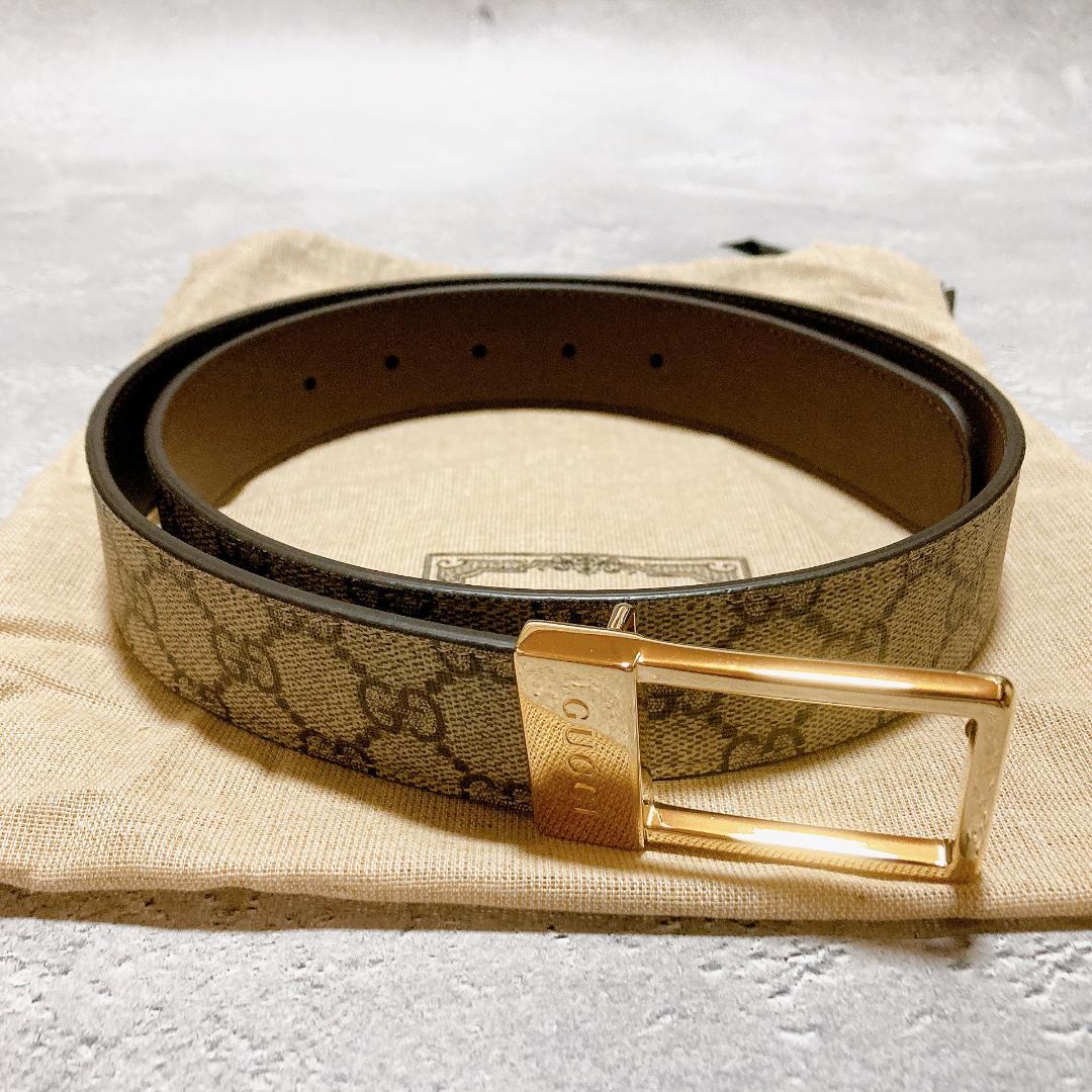 定価¥62,700 GUCCI スクエア バックル GGベルト イタリア製 定価¥62,700 GUCCI スクエア バックル GGベルト イタリア製