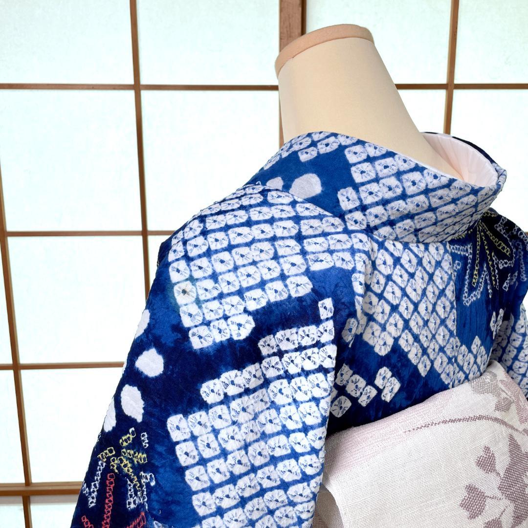 有松鳴海絞り 浴衣 夏着物 綿 花柄 kimono A-1914