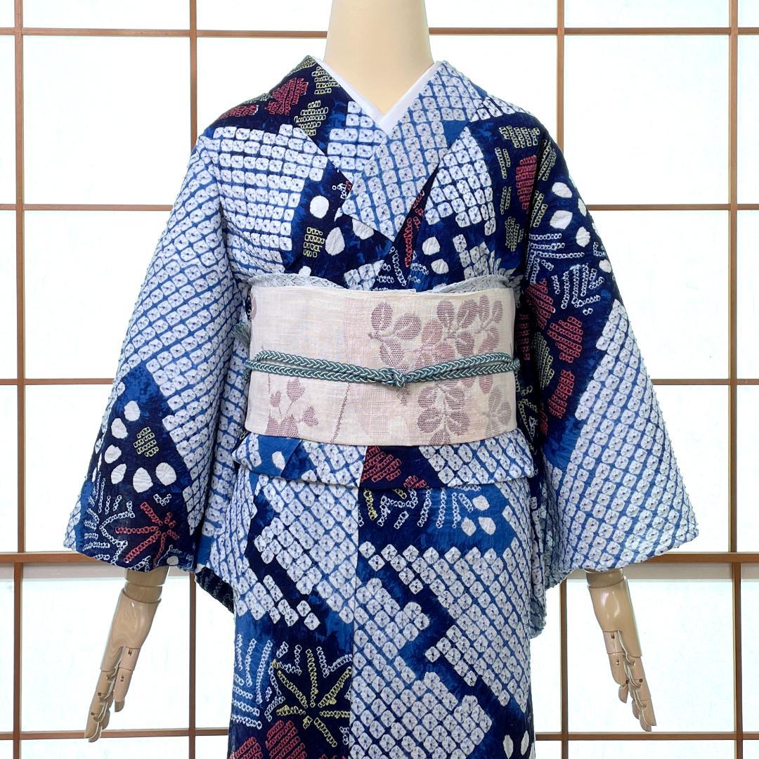 有松鳴海絞り 浴衣 夏着物 綿 花柄 kimono A-1914