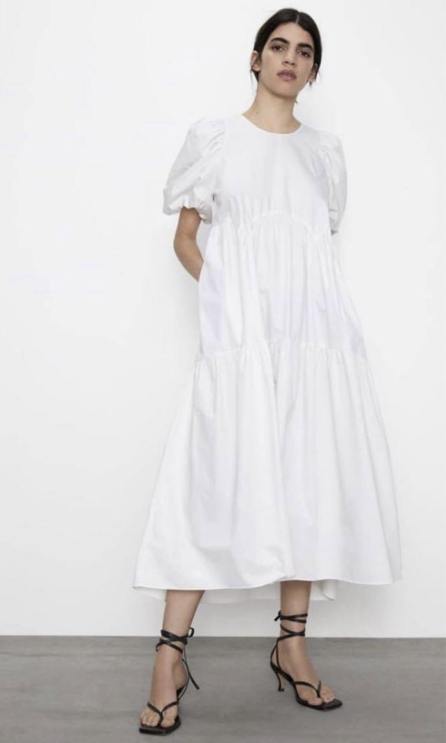 ZARA パフスリーブ ワンピースvintage マキシワンピース