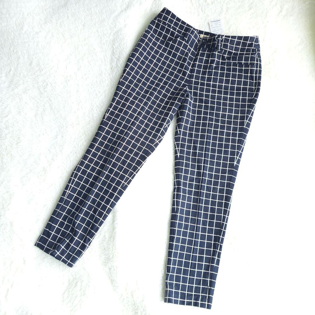 【キャサリンロス】スリムパンツ 黒×格子柄 〔S〕新品タグ付き ストレッチ