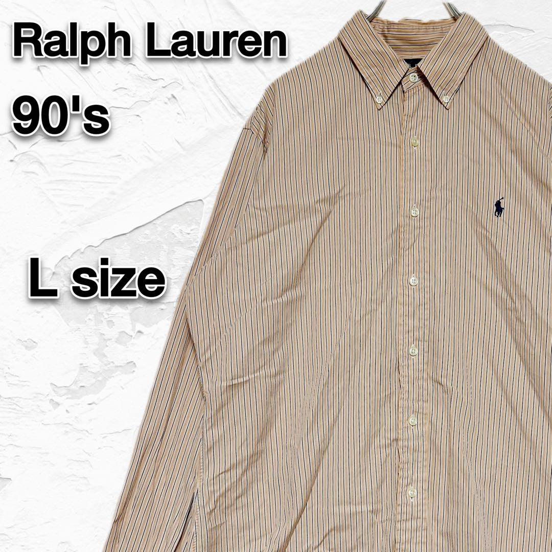 90'sRalphLaurenB.DストライプシャツL刺繍nextvintage