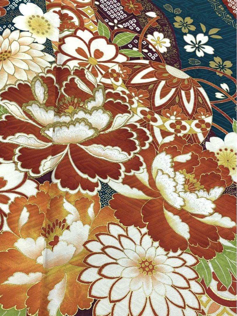 振袖 豪華 刺繍 金彩 紋意匠 牡丹 身丈168cm 撥水加工済 振袖 豪華 刺繍 金彩 紋意匠 牡丹 身丈168cm 撥水加工済