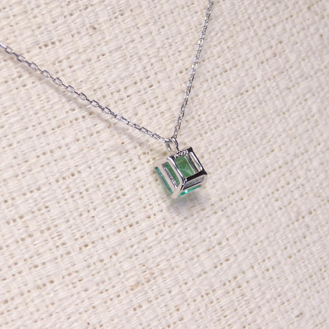 エメラルド ネックレス Z5798 0.31ct プラチナPt シンプル四角
