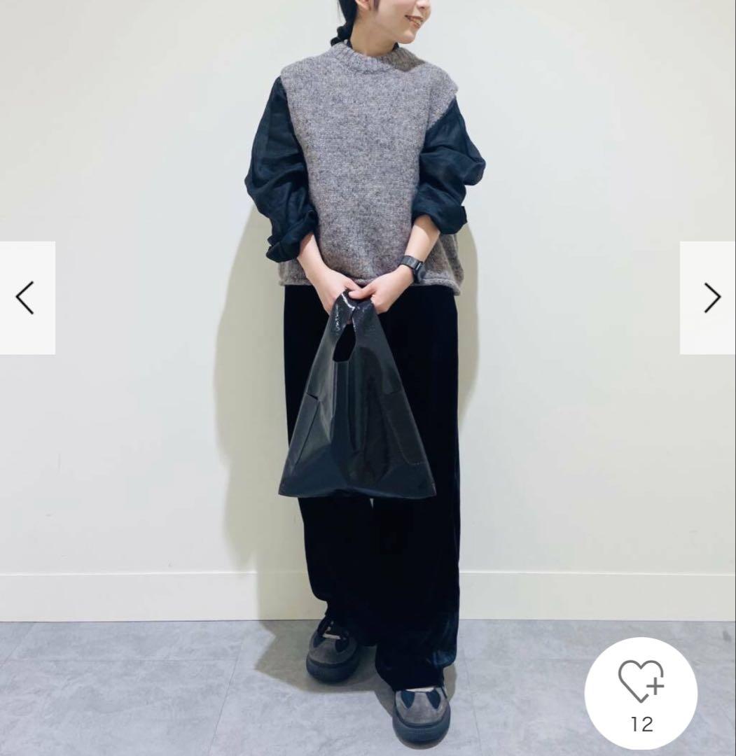 かぐれ　新品　今季　カラーネップアルパカニットベスト　グレー　ウール　シルク