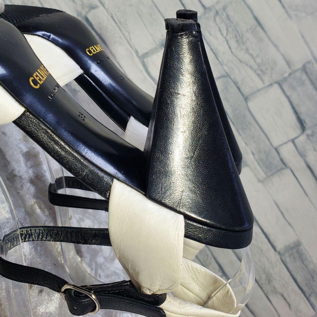CELINE セリーヌ 22.5cm ミュール 白 レザー ストラップ 35