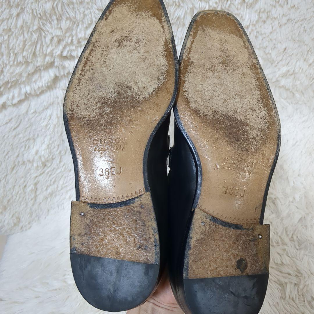 【美品】GUCCI グッチ ホースビットローファー ブラック 38EJ 画像8