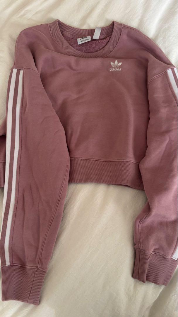 adidas ピンク クロップドスウェット S - メルカリ