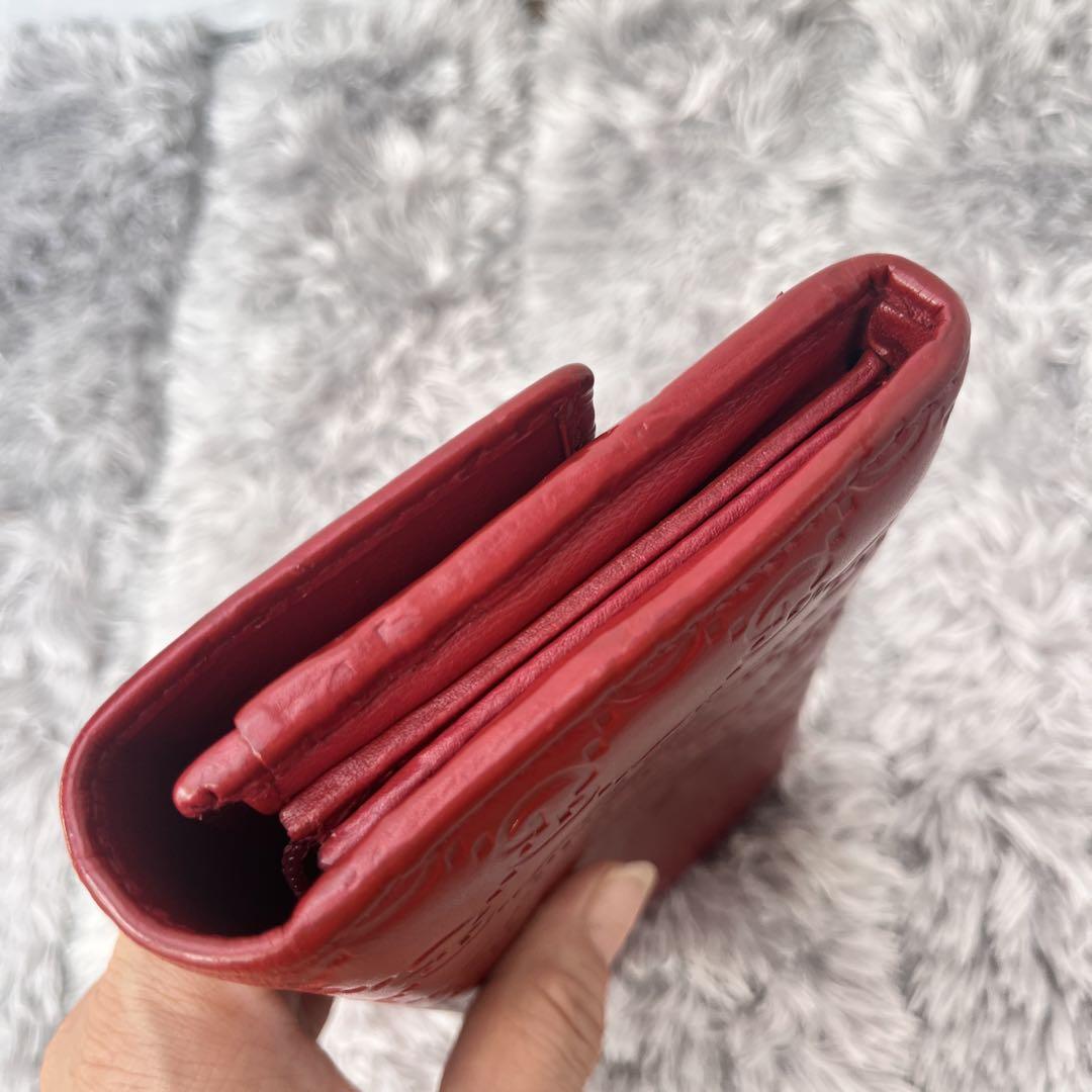 美品✨GUCCI 長財布　ラブリーハート　シマ　レッド　レディース　ロゴ金具