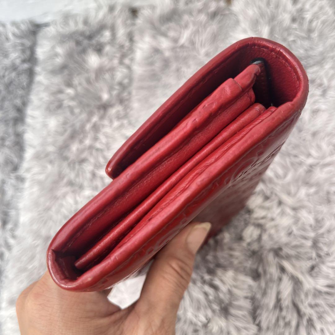 美品✨GUCCI 長財布　ラブリーハート　シマ　レッド　レディース　ロゴ金具