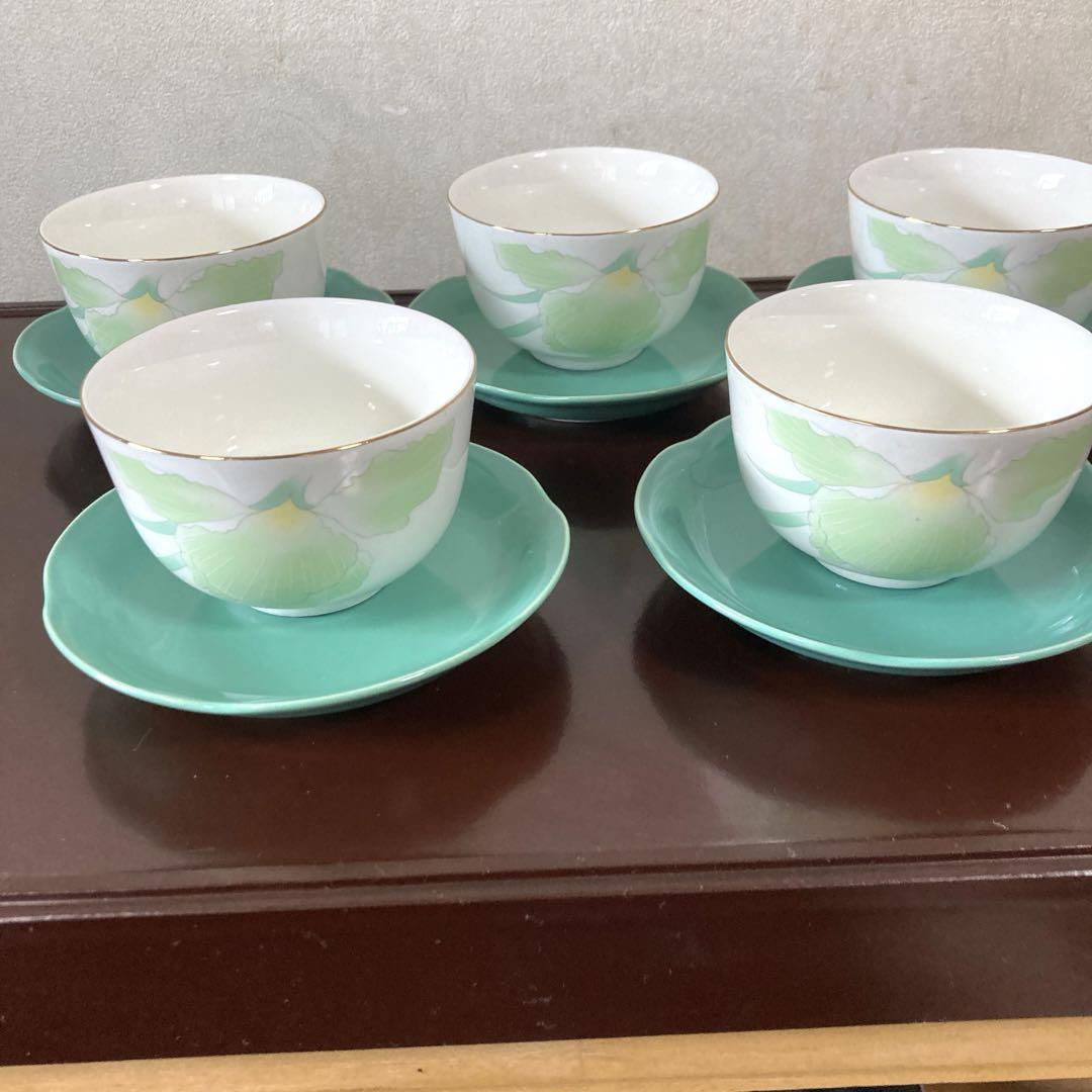 九谷焼峰山窯の湯呑みと小皿5点セット（新品）