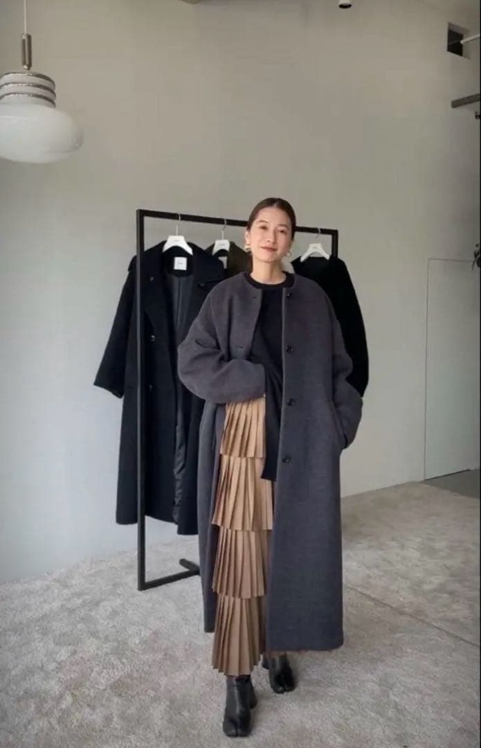 Clane W FACE PLEATS SKIRTダブルフェイスプリーツスカートXS SS CLANE