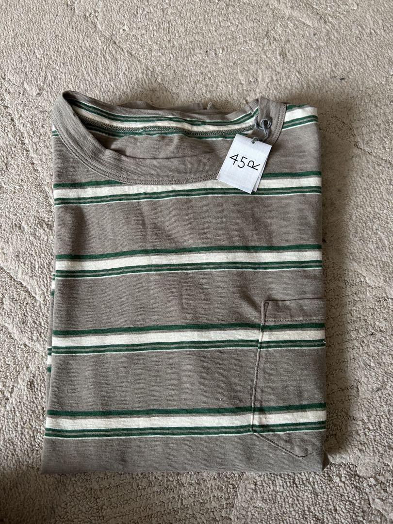 45R ボーダー天竺の90845星Tシャツ