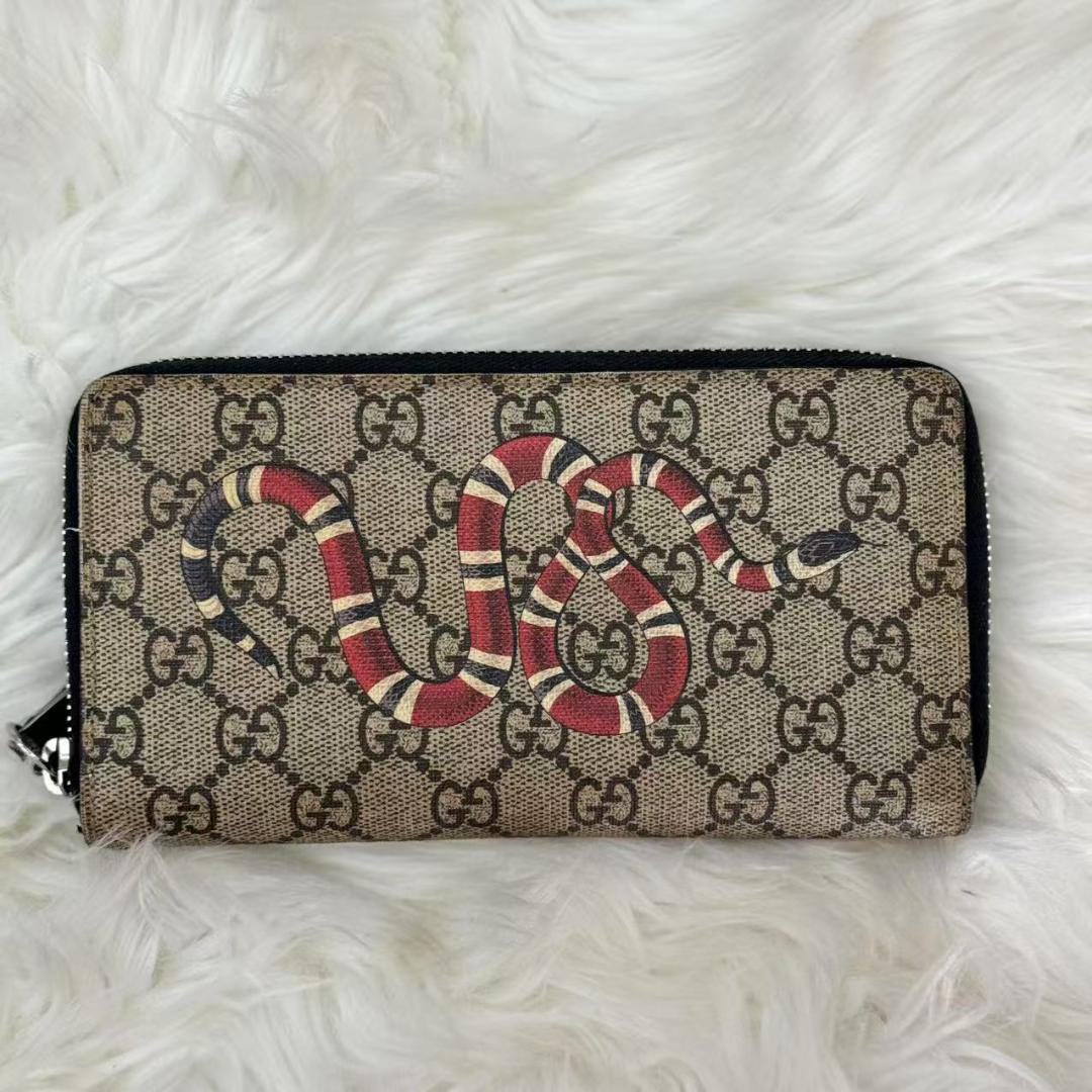 極美品✨ GUCCI グッチ キングスネーク 長財布 GG ラウンドファスナー 数量は多 ラウンドファスナー GUCCI 長財布 GGスプリーム