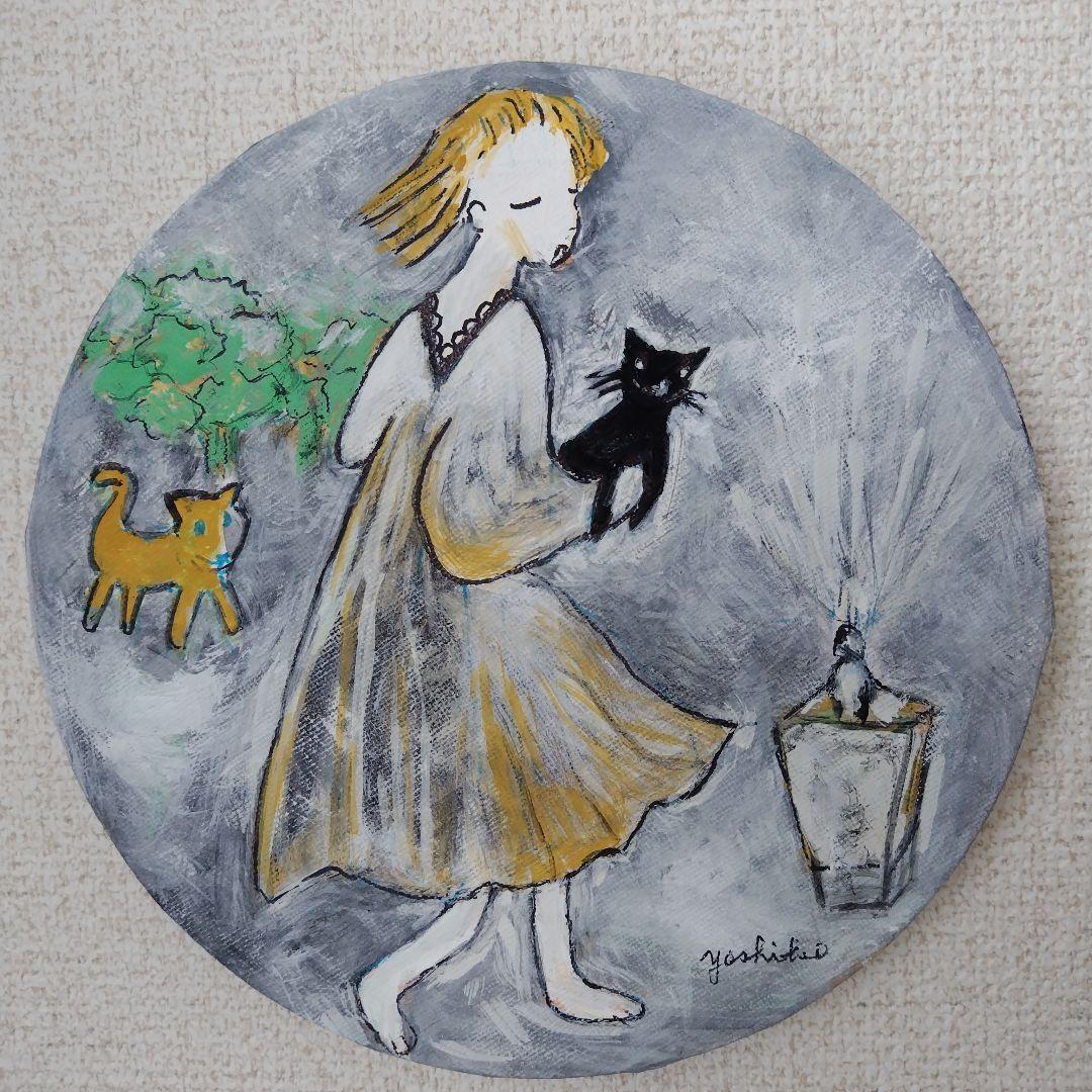 小さな絵画✨公園で遊ぶ可愛い女の子