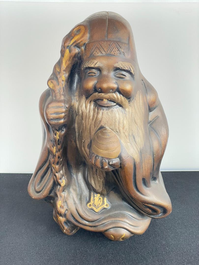 【新品未開封・送料無料】 七福神 長命 福禄寿 寿老人 長寿延命 富貴長寿 彫刻 置物 縁起 金属工芸