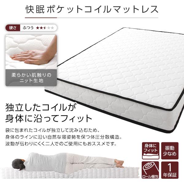 大人気安い ダブルベッド コンセント 宮棚 ブラック I2Eva-m23603150130 選べるマットレス 収納 国産好評