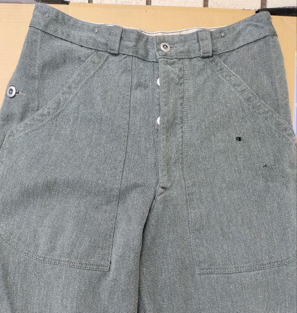 50s スイス軍 デニムワークパンツ 前期型 メタルボタン サスペンダー