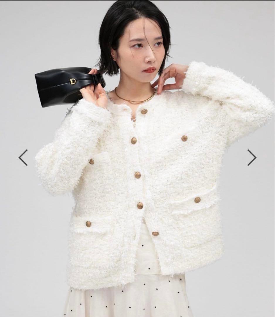 未使用　BABYLONE ツイードニットジャケット