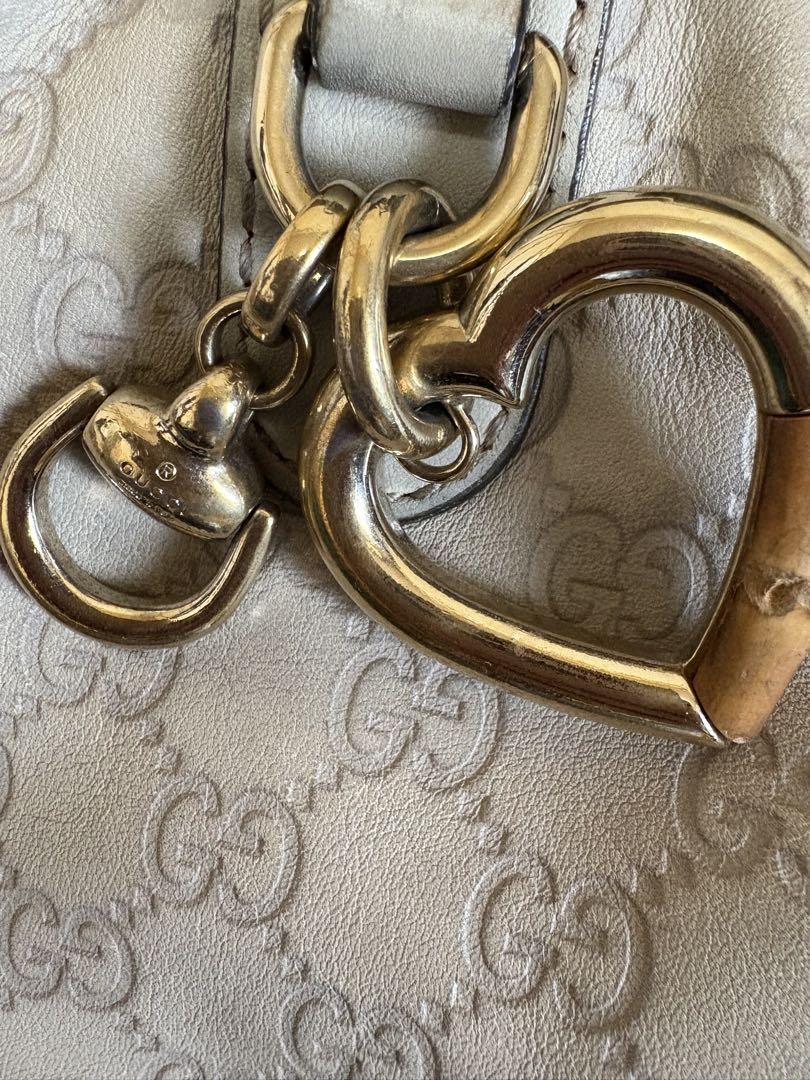 GUCCI ホワイトレザートートバッグ バンプチャーム 匿名発送