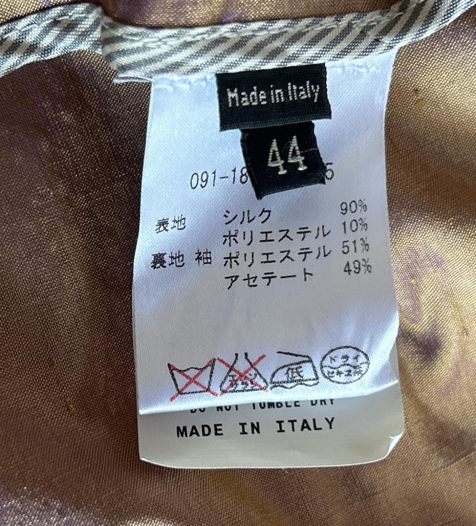 美品 エトロETRO 玉虫シルク イタリア製 張り感 マオカラージャケット44