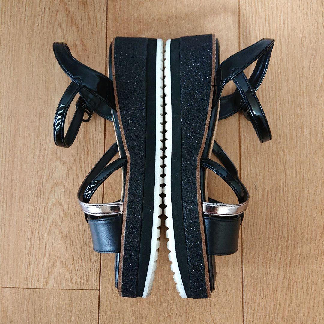 DIANA ダイアナ ストラップ 厚底サンダル 24cm ブラック ラメ 靴