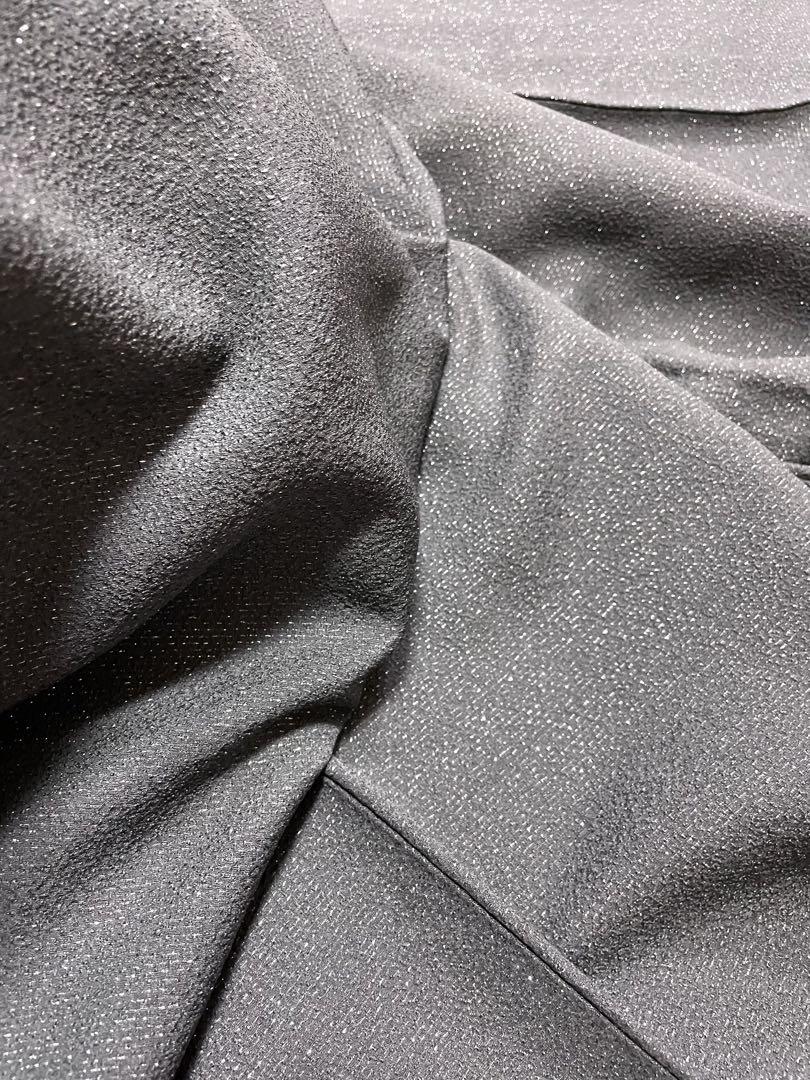 個性的 作家物 グレー×銀通し キラキラ 紬 紋なし 個性的 作家物 グレー×銀通し キラキラ 紬 紋なし