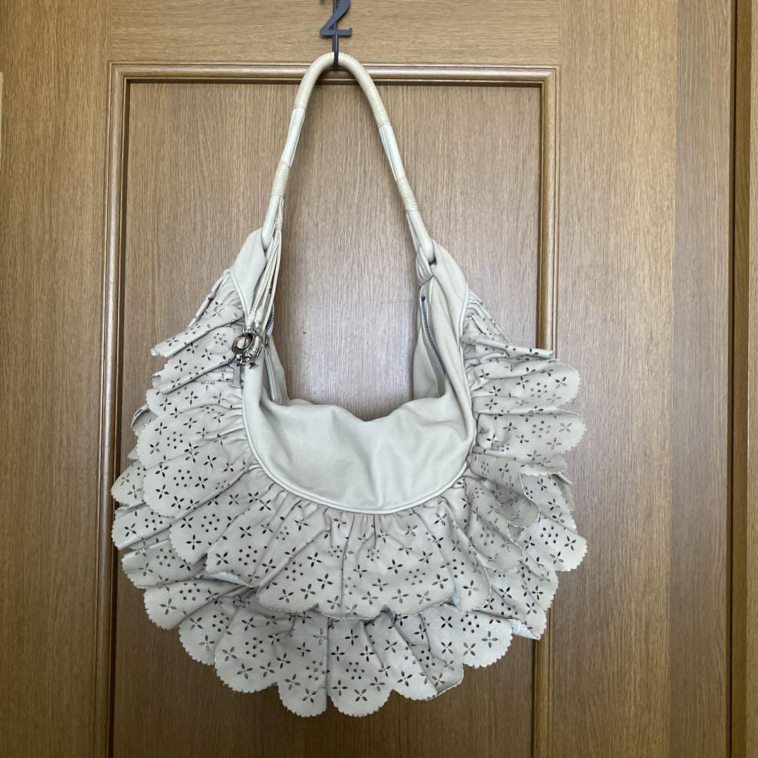 Dior クリスチャンディオール　レザー　ショルダーバッグ　美品　レース