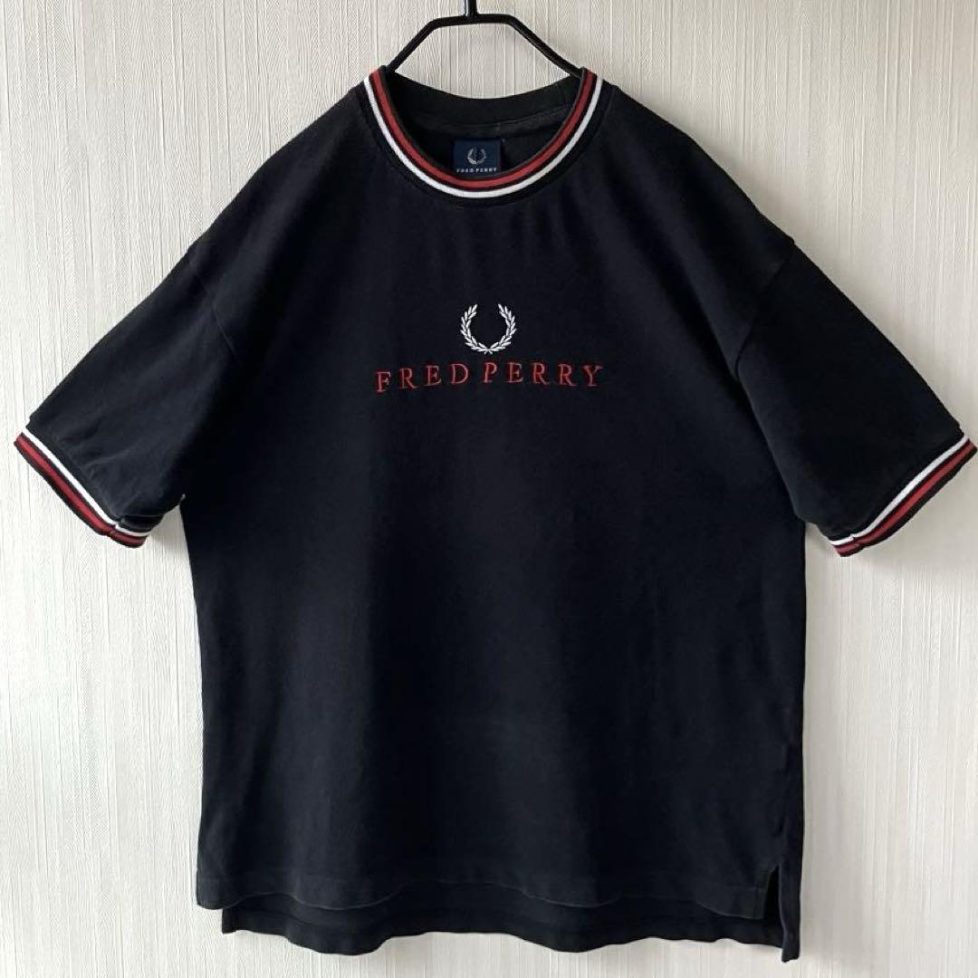 90's フレッドペリー ポロシャツ 黒 黄 ワンポイント 刺繍 ヒットユニオン レア 80s90s フレッドペリー ヒットユニオンタグ 日本製 半袖