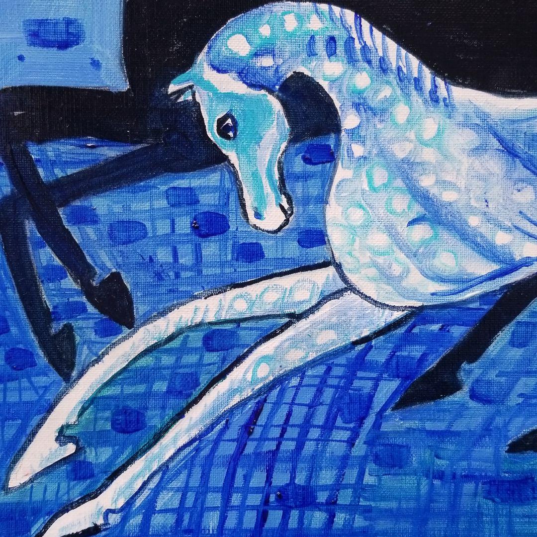 油絵 専用 青い世界の馬たち