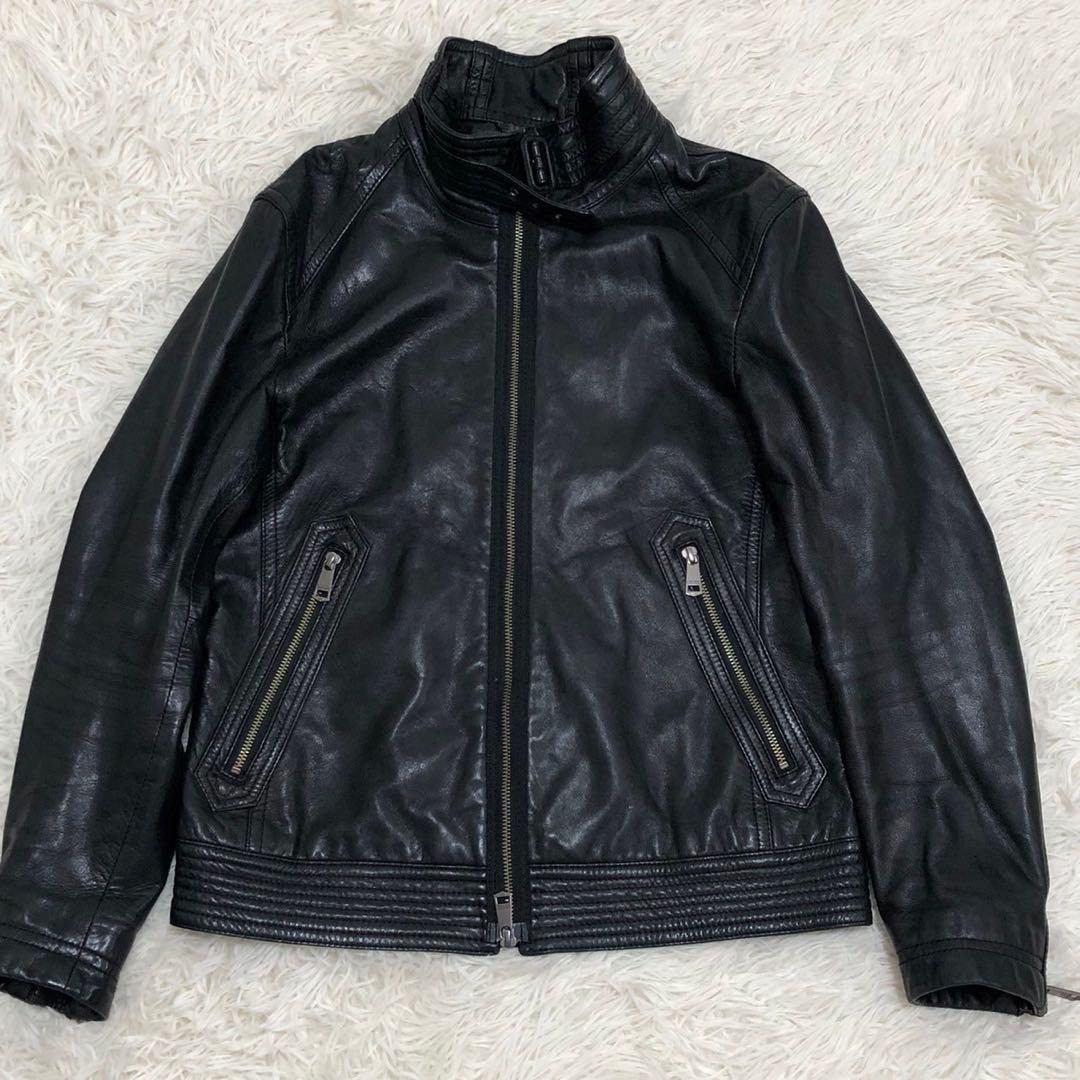 BURBERRY BLACK LABEL レザージャケット チェック ブラック
