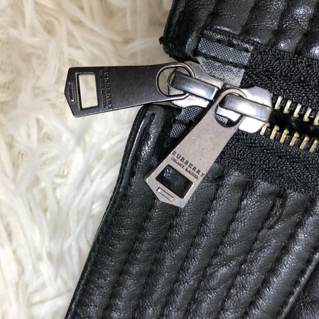 BURBERRY BLACK LABEL レザージャケット チェック ブラック
