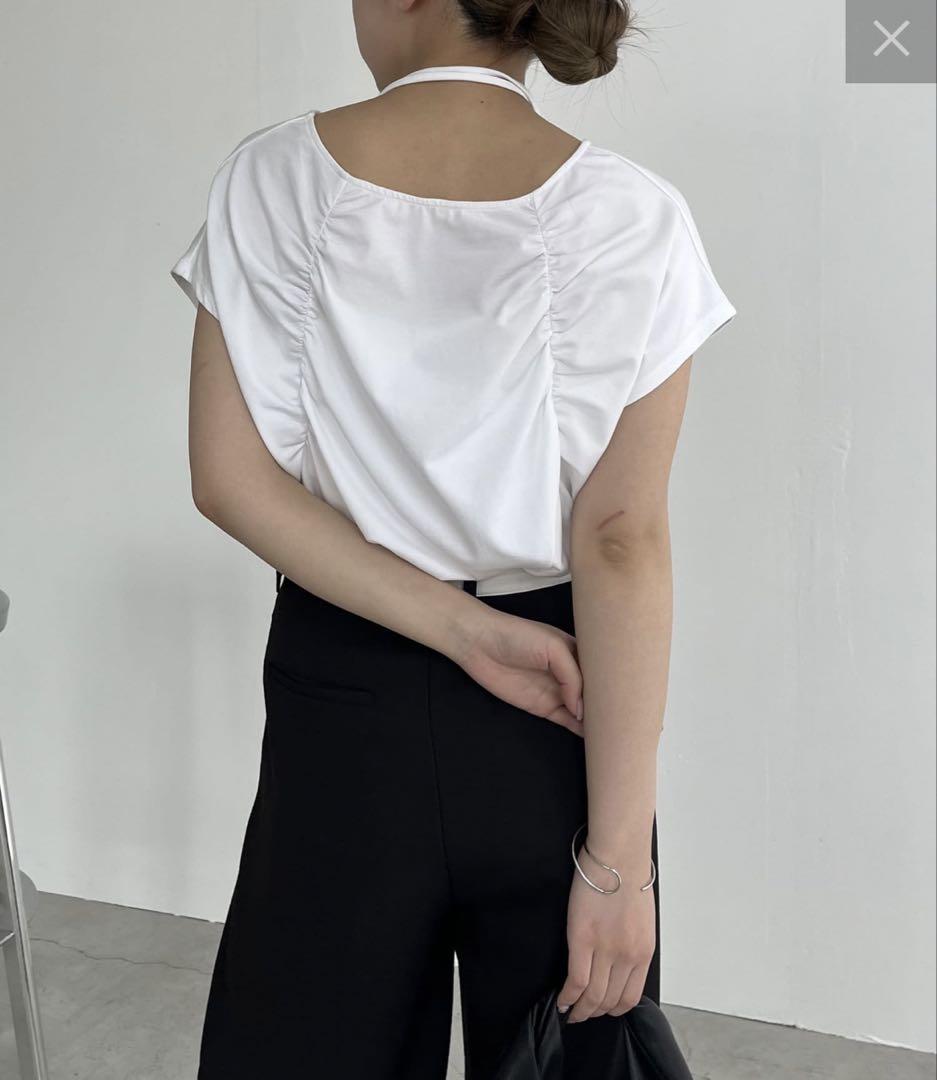 新品 CAPRICIEUX LE'MAGE ギャザーフレンチTシャツ ブラック CAPRICIEUX LE'MAGE｜【待望の再入荷!】ギャザーフレンチTシャツ