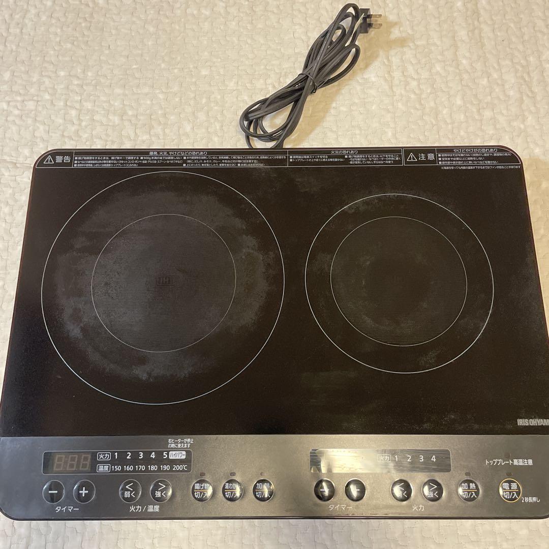 アイリスオーヤマ　IH調理器 IHK-WKT22-B 2口 1400W