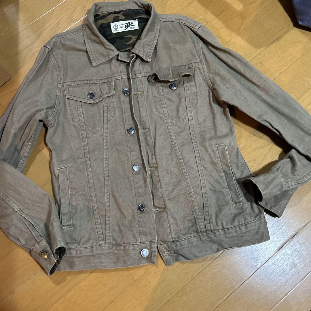 ブラウンデニムジャケット Lサイズ カモフラージュ裏地