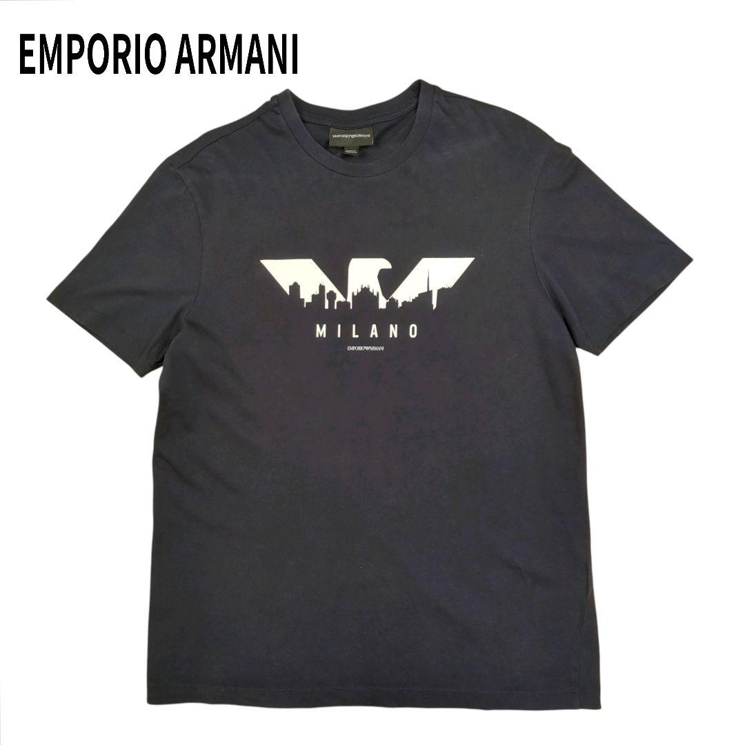 EMPORIO ARMANI Tシャツ センター ロゴ プリント ネイビー M