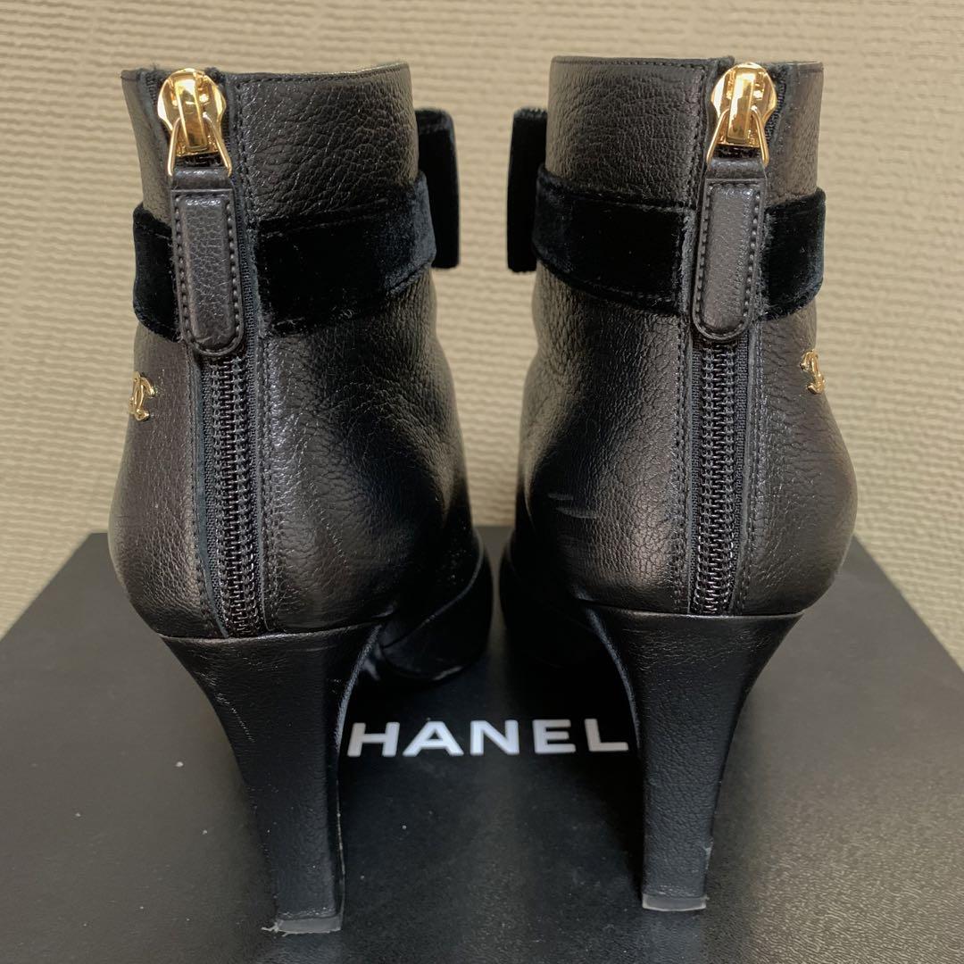 CHANELリボンショートブーツ37-