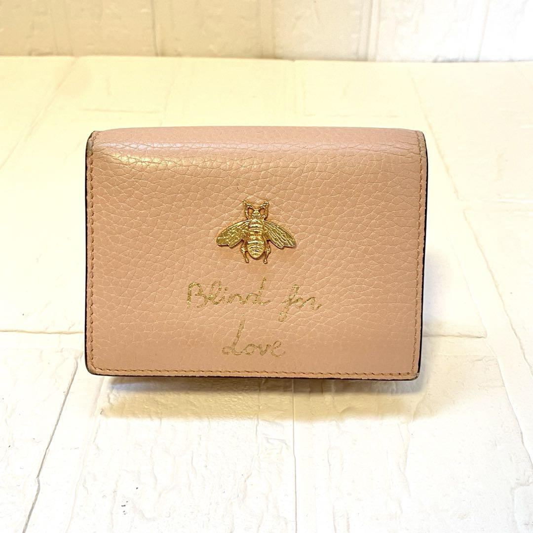 付属品あり✨ GUCCI レザー アニマリエ ビー 二つ折り財布 付属品あり✨ GUCCI レザー アニマリエ ビー 二つ折り財布