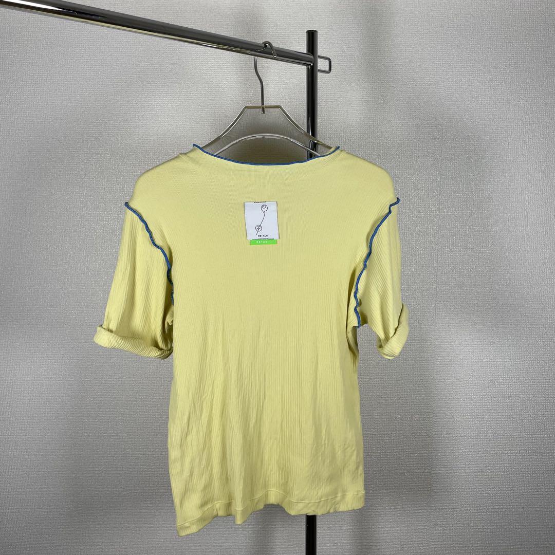 RBTXCO RETAK_ 花刺繍 半袖Tシャツ イエロー うるうるフラワー